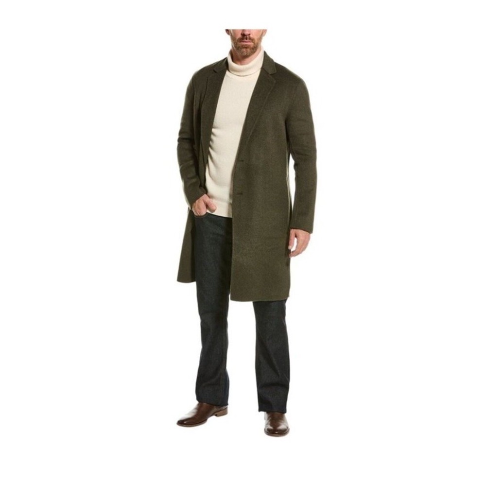 All Saints Hanson Coat Green Olive Wool Blend XS Midi Minimalist